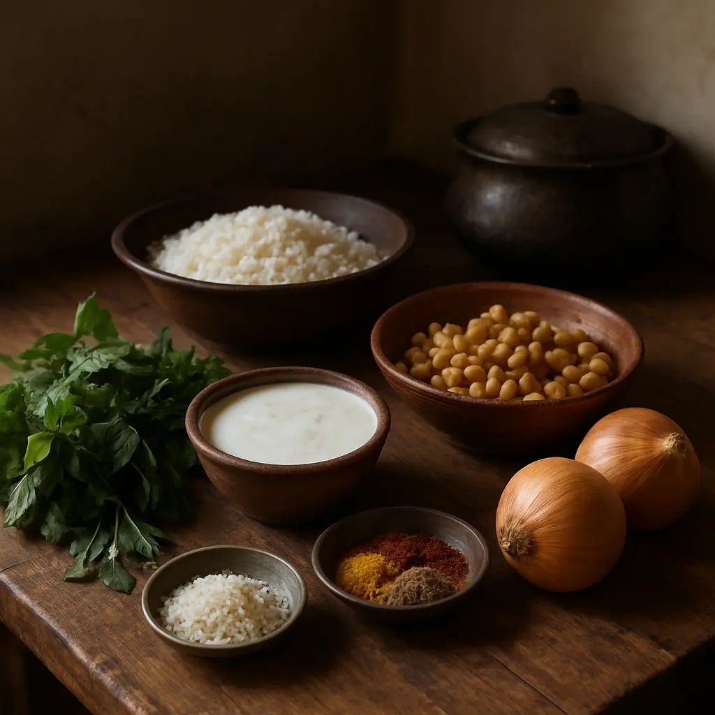 مواد اولیه آش دوغ اردبیلی