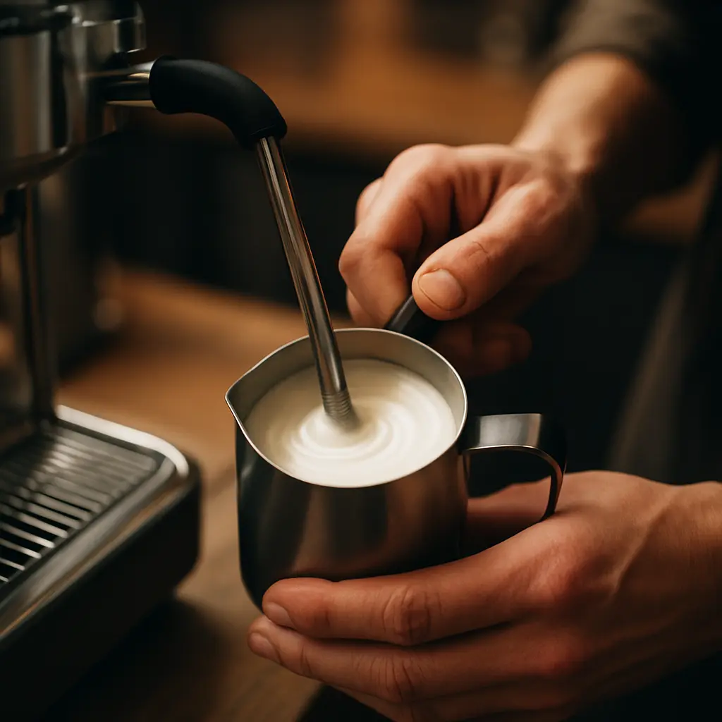 فوم‌گیری شیر با نازل بخار